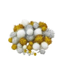 Pompons, 100 Stück GLITTER X-MAS
