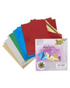 Alu-Faltblätter 10x10cm, 50 Blatt,  sortiert