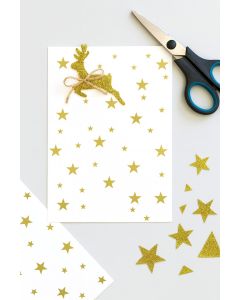 Fotokarton mit Sternen 50x70cm 10 Bogen, weiß/gold
