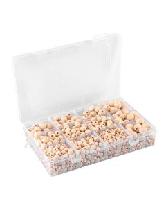 Holz-Perlen inkl. Sortierbox, 1050 Stück