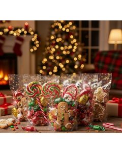 Zellglasbeutel mit Weihnachtsdruck  10 Stück