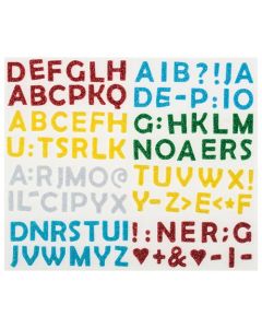 Moosgummi Glitter 128 Stück Buchstaben, farbig