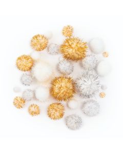 Pompons, 30 Stück, Größen sortiert GLITTER X-MAS